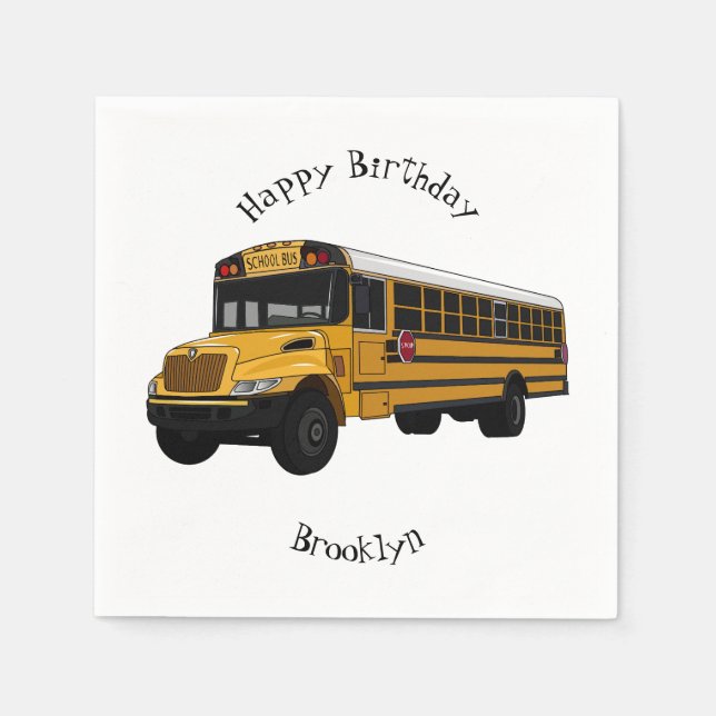 School bus cartoon illustration   napkin (Front)