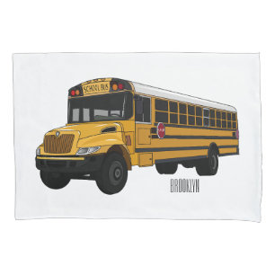 School bus cartoon illustration   pillowcase