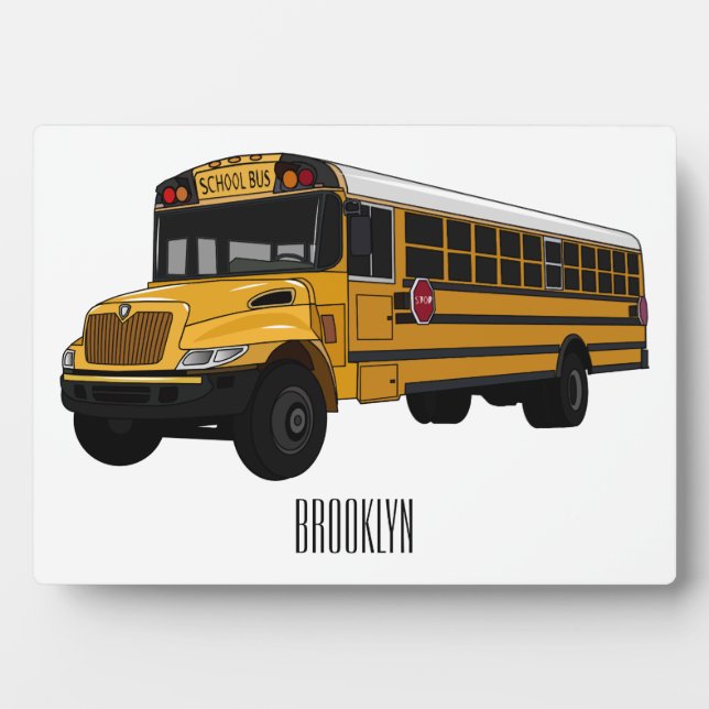 School bus cartoon illustration  plaque (Front)