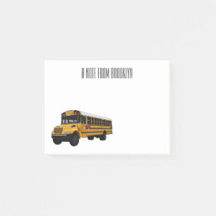 School bus cartoon illustration post-it notes
