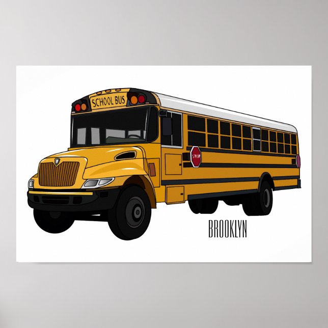 School bus cartoon illustration  poster (Front)