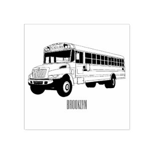School bus cartoon illustration rubber stamp