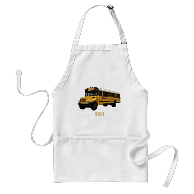 School bus cartoon illustration  standard apron (Front)