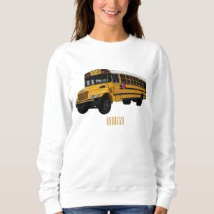 School bus cartoon illustration sweatshirt
