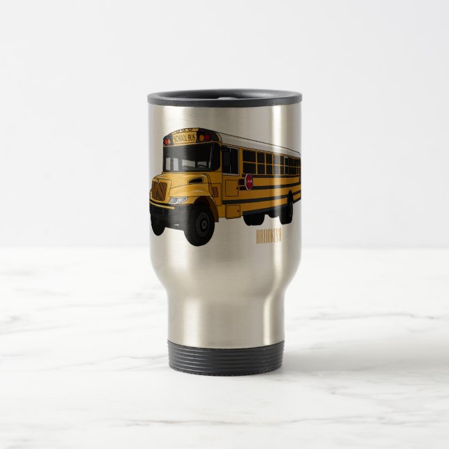 School bus cartoon illustration  travel mug (Center)