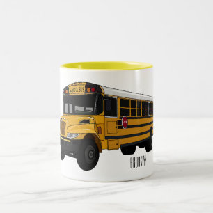 School bus cartoon illustration  Two-Tone coffee mug