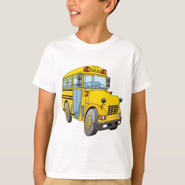 School Bus Cartoon T-Shirt (Front)