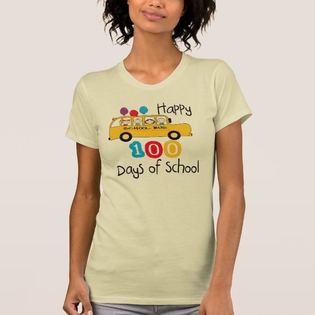 School Bus Celebrate 100 Days T-Shirt (Front)