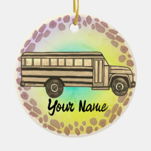 School Bus  Ceramic Tree Decoration
