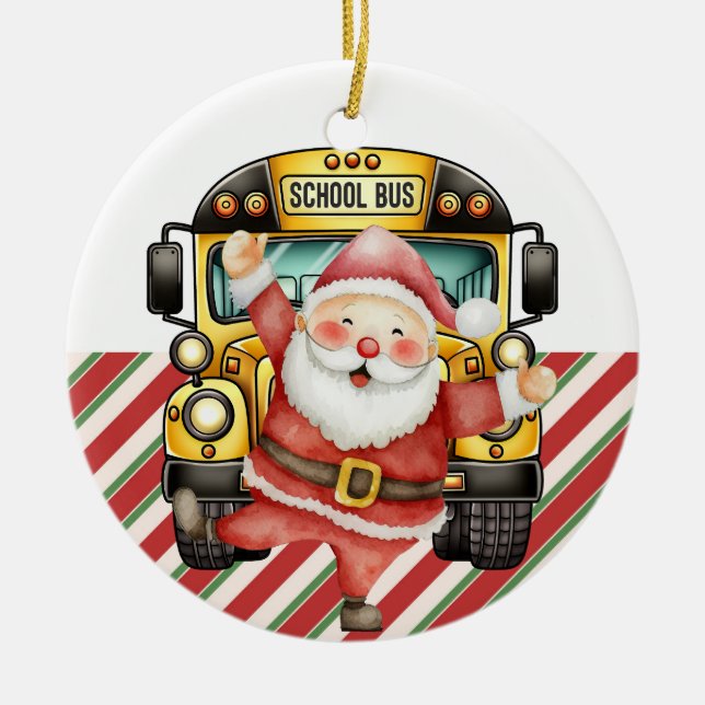 School Bus Christmas for Driver Ceramic Tree Decoration (Front)