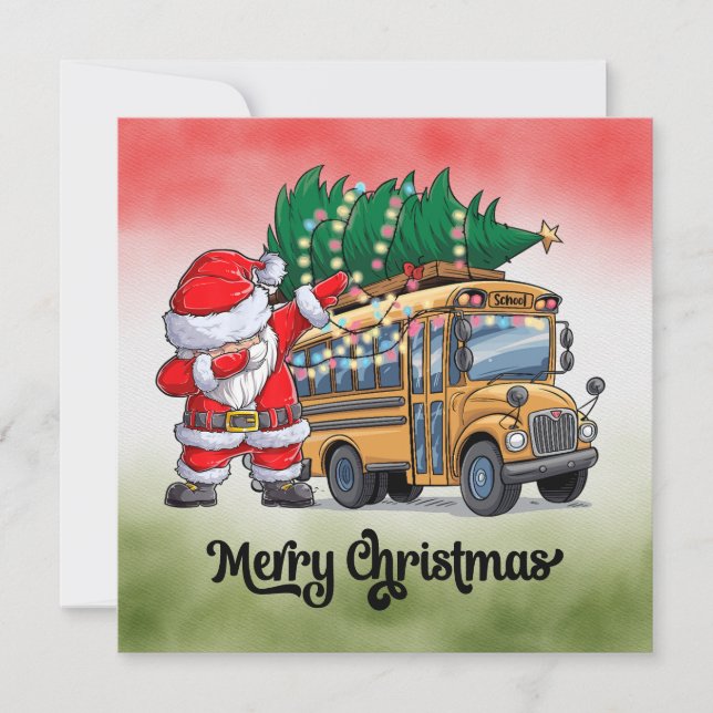 School Bus Christmas for Driver Holiday Card (Front)