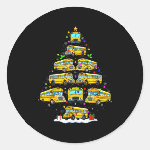 School Bus Christmas Tree Funny Santa Bus Driver P Classic Round Sticker