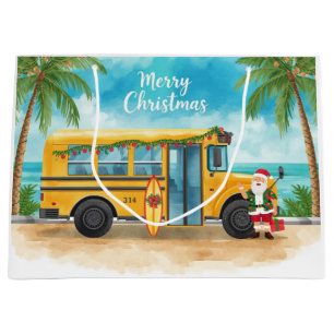 School Bus Christmas with Santa  Large Gift Bag