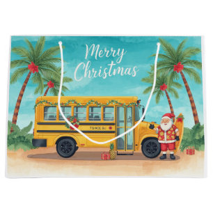 School Bus Christmas with Santa  Large Gift Bag