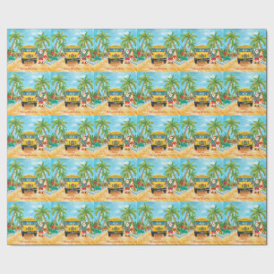 School Bus Christmas with Santa Wrapping Paper