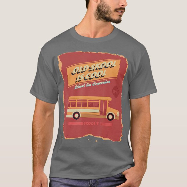 School Bus Conversion Vintage Skoolie Gift T-Shirt (Front)