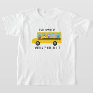 School Bus Cute Animals Personalized Grade Level T-Shirt