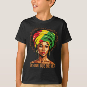 School Bus Driver Afro African American Black Hist T-Shirt