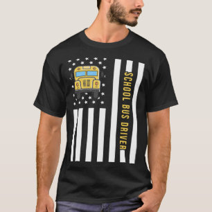 School Bus Driver American Flag USA T-Shirt