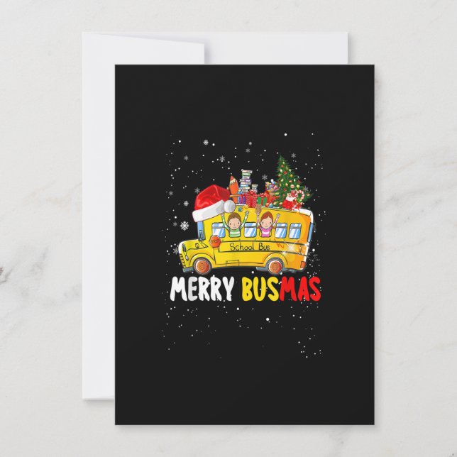 School Bus Driver Christmas Pyjamas Merry Busmas X Invitation (Front)