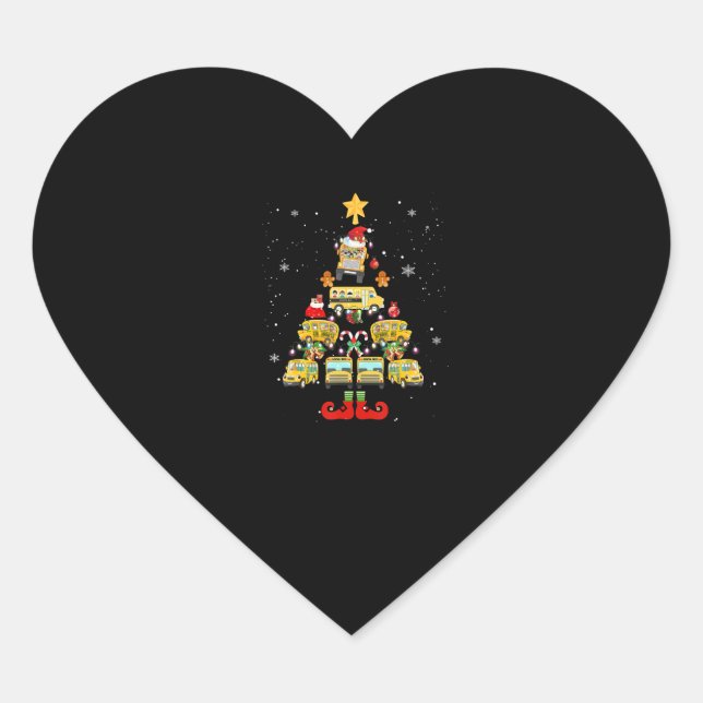 School Bus Driver Christmas Tree Gift Heart Sticker (Front)