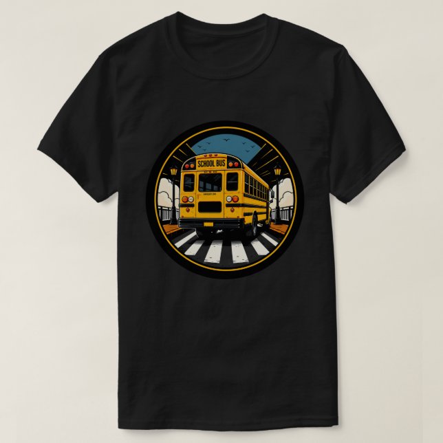 School Bus Driver Comic Art Sticker  T-Shirt (Design Front)