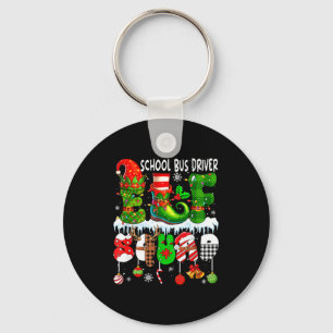 School Bus Driver Elf Squad Xmas Colorful Elf Hat  Key Ring