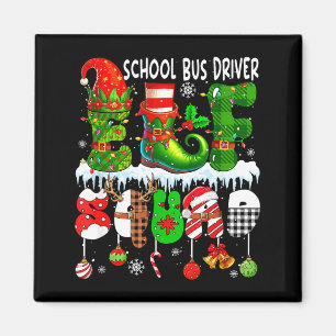 School Bus Driver Elf Squad Xmas Colorful Elf Hat  Magnet