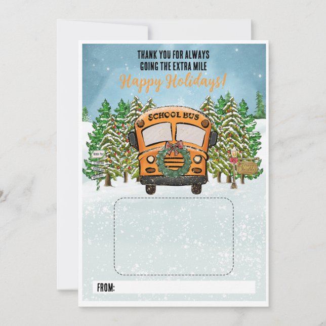 School Bus Driver Gift Card Holder Thank You Card (Front)