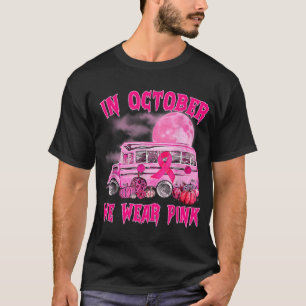 School Bus Driver Leopard Breast Cancer Awareness T-Shirt