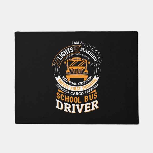 School Bus Driver Lights Flashing Doormat (Front)
