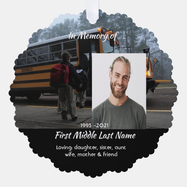 School Bus Driver  Memorial Keepsake  Tree Decoration Card (Front)