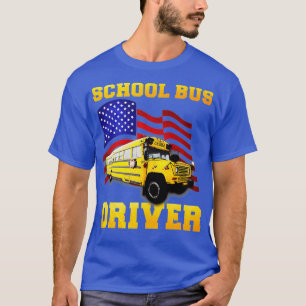 School Bus Driver Patriotic American Flag T-Shirt