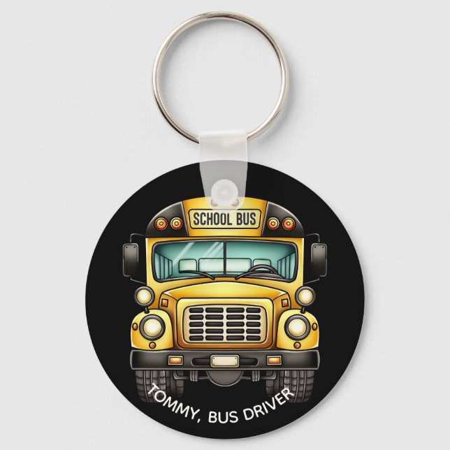 School Bus Driver. Personalised Key Ring (Front)