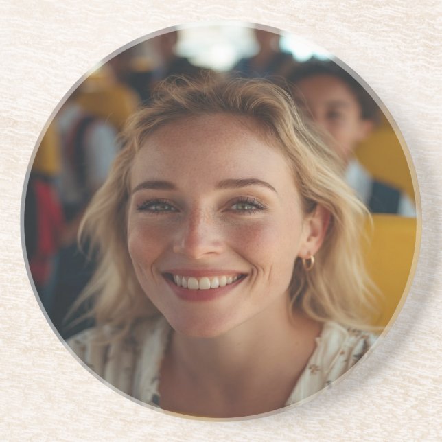 School Bus Driver Photo Customize Coaster (Front)