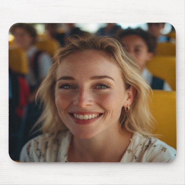 School Bus Driver Photo Customize Mouse Pad (Front)