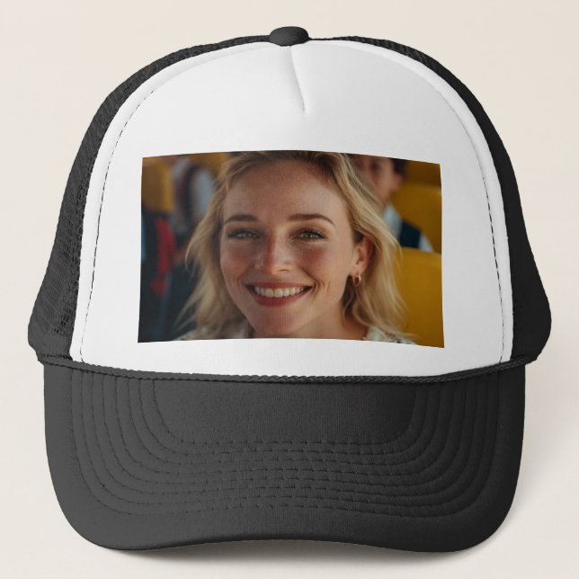 School Bus Driver Photo Customize Trucker Hat (Front)
