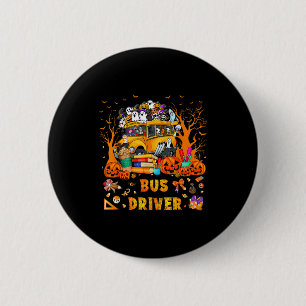 School Bus Driver Pumpkin Season Skeleton Fall Hal 6 Cm Round Badge
