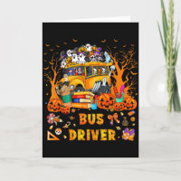School Bus Driver Pumpkin Season Skeleton Fall Hal