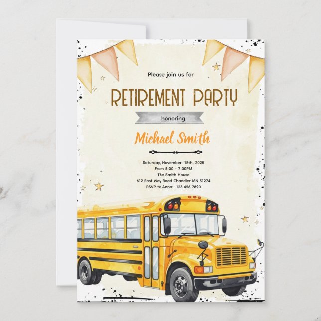 School bus driver retirement invitation (Front)