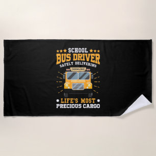 School Bus Driver Safely Delivering Beach Towel