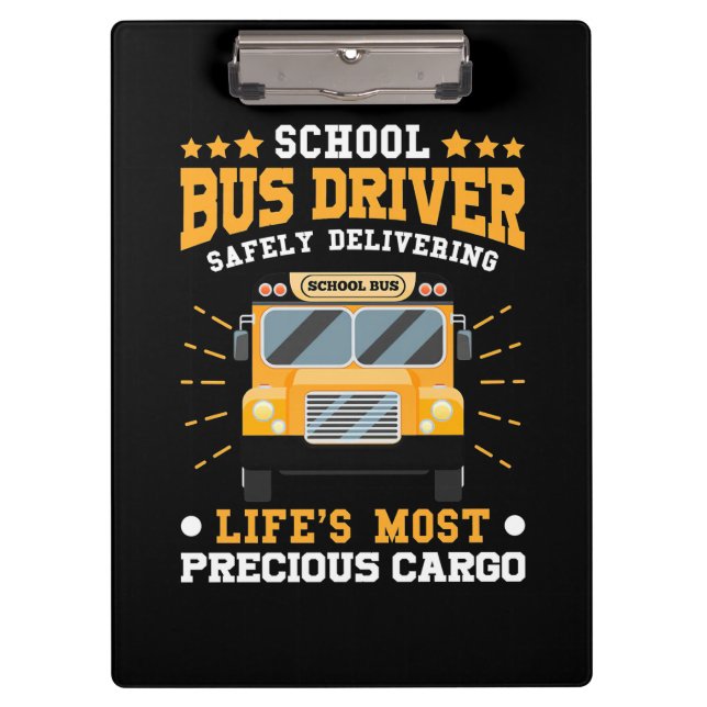 School Bus Driver Safely Delivering Clipboard (Front)
