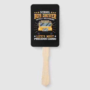 School Bus Driver Safely Delivering Hand Fan
