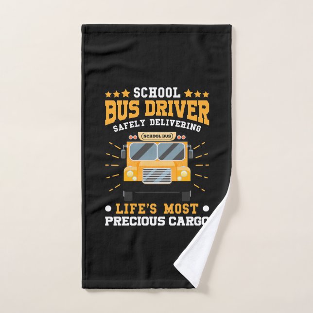 School Bus Driver Safely Delivering Hand Towel (Hand Towel)