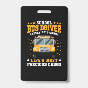 School Bus Driver Safely Delivering ID Badge