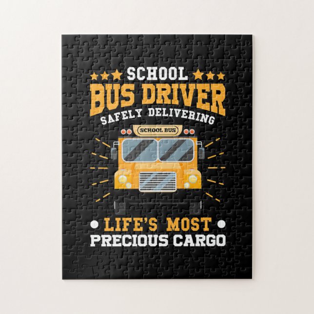 School Bus Driver Safely Delivering Jigsaw Puzzle (Vertical)