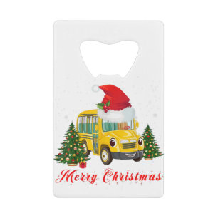 School bus driver santa hat merry christmas