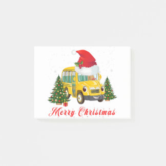 School bus driver santa hat merry christmas post-it notes