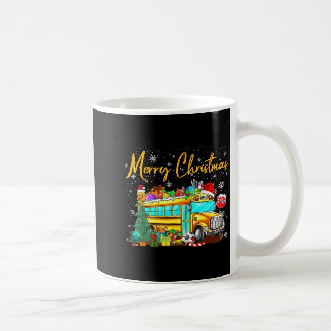School Bus Driver Santa Hat Merry Christmas Tree M Coffee Mug (Right)