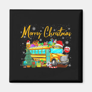 School Bus Driver Santa Hat Merry Christmas Tree M Magnet